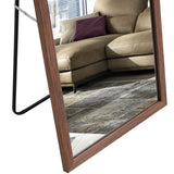 Third generation packaging upgrade, thickened border, brown wood grain solid wood frame full length mirror, dressing mirror, bedroom entrance, decorative mirror, and floor standing mirror. 57.9"*18.1"