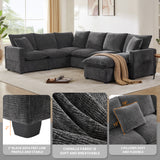 [VIDEO provided] [New] 110*84" Modern U Shape Modular Sofa, 7 Seat Chenille Sectional Couch Set with 2 Pillows Included, Freely Combinable Indoor Funiture for Living Room, Apartment, Office, 2 Colors