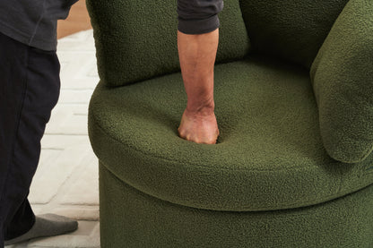 Teddy Fabric Swivel And Storage Chair With Back Cushion Green