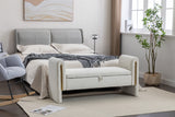 Velvet Fabric Storage Bench Bedroom Bench With Gold Metal Trim Strip