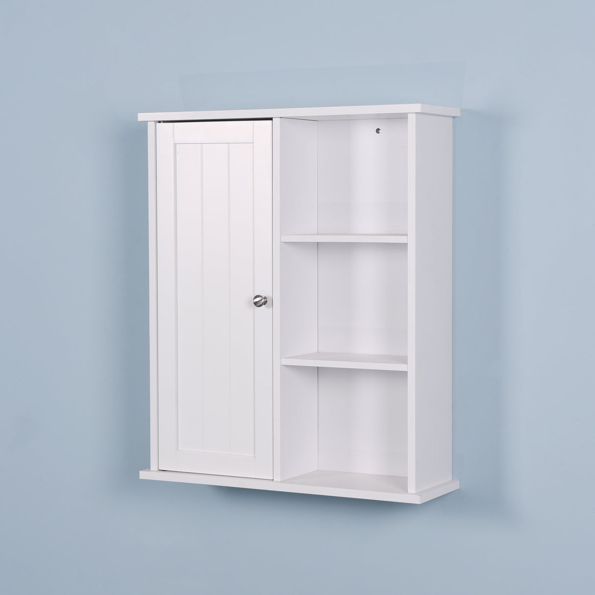 Wall Mount Medicine Cabinet with a Door, Wooden Bathroom Storage Cabinet with Adjustable Shelf