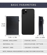 New RFID Cowhide Passport Holder Wallet Passport Bag Protective Cover Carbon Fiber Pattern Anti-theft Brush Wallet Automatic Pop-up Zipper First Layer Genuine Leather Men's Wallet