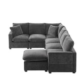 [VIDEO provided] [New] 110*84" Modern U Shape Modular Sofa, 7 Seat Chenille Sectional Couch Set with 2 Pillows Included, Freely Combinable Indoor Funiture for Living Room, Apartment, Office, 2 Colors