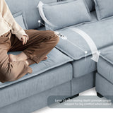 [VIDEO provided][New]95*66"Oversized Luxury Sectional Sofa with Bentwood Armrests,4 seat Upholstered Indoor Furniture with Double Cushions,L Shape Couch with Ottoman for Living Room,Apartment,3 Colors