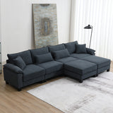[New]Wide Seat Corduroy Modular Sectional Sofa Bed, Sleeper Couch Set with Armrest Pillow,6 Seat Free Combination Sofa with Ottomans, Oversized Indoor Furniture for Living Room, 2 Colors